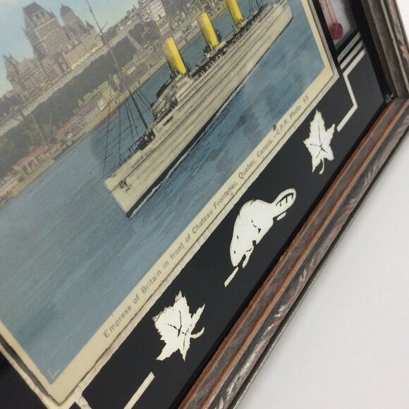 Vtg Framed Empress Britain Boat Postcard Chateau Frontenac Quebec Thermometer - Picture 11 of 16